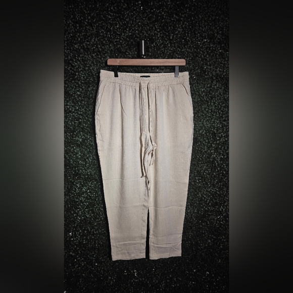 Fashion NovaMEN Men's Beige Casual Linen Pants - Picture 1 of 3